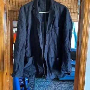 Navy Linen light Muji Chore Coat Medium